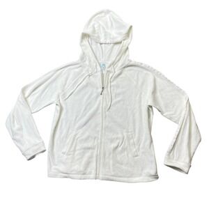 Pacific Cove Large  Snow‎ White Terry Cloth Full Zip Cotton Blend Hoodie